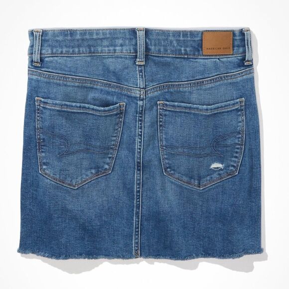 American Eagle Outfitters Next Level Stretch Hi-Rise Mini Skirt In Medium Wash - Picture 3 of 4